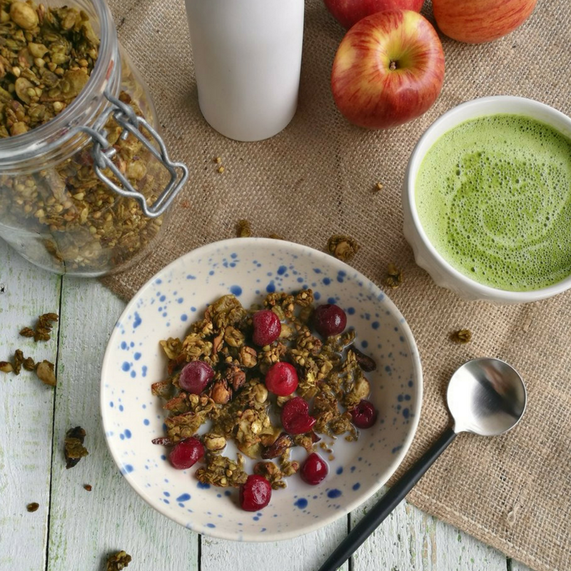 Taiki Tea matcha granola, matcha recipe