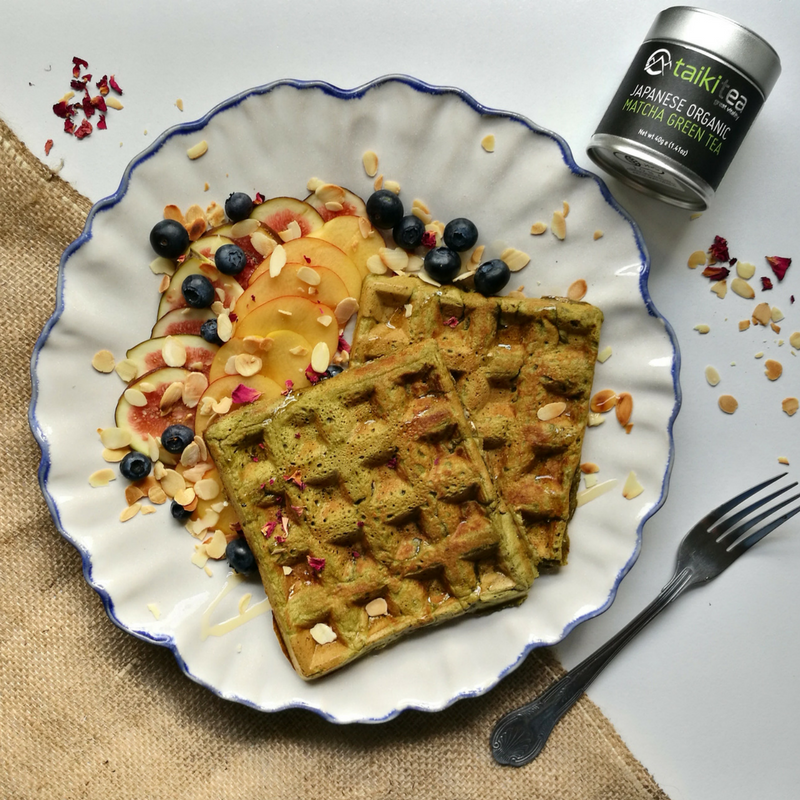 Taiki Tea matcha vegan waffles